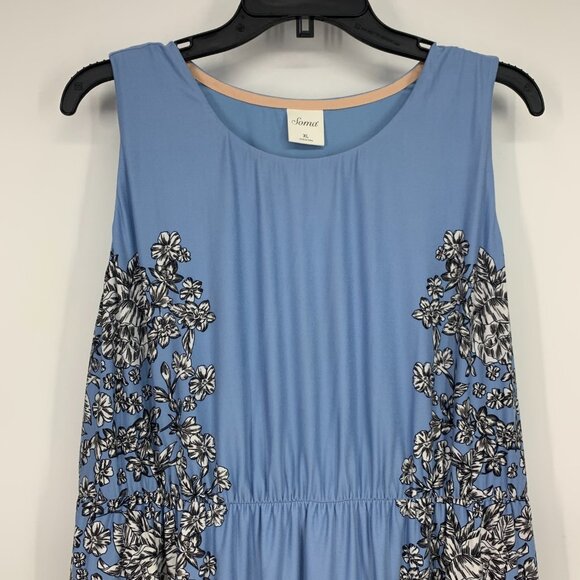 Soma Dress Maxi Blue Floral Print Sleeveless Soft High Neck - Picture 4 of 11